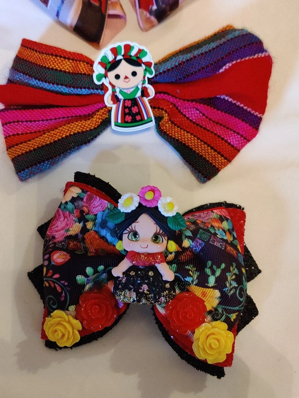 Colorful Kids Hair Bow Set - Pink, Red, Black